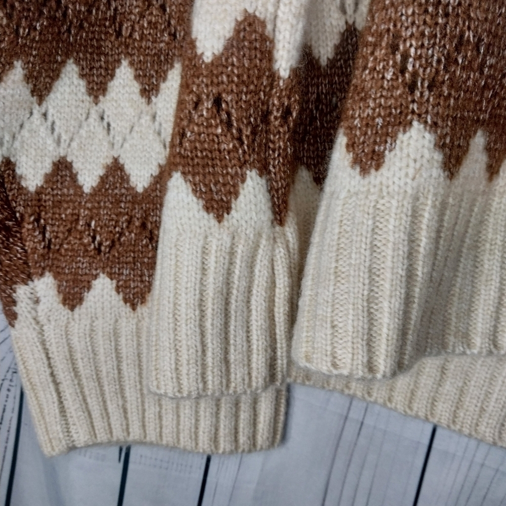 a.n.a a New Approach V-Neck Sweater in Cream and Brown Size XL NWT - Picture 5 of 15